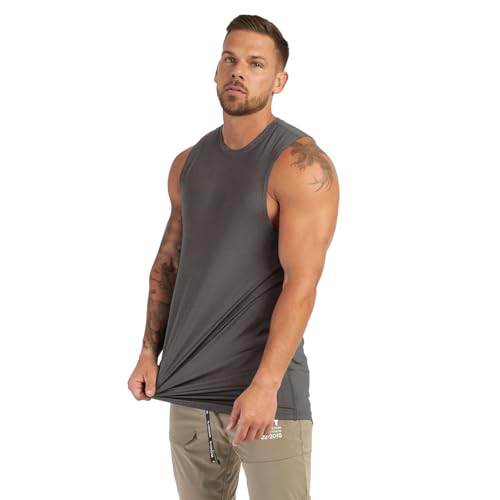 Men’s Quick Dry Tank Top - Sleeveless Gym Workout Shirt - Grey, X-Large