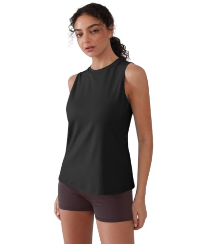 YIPINK Women's Cross Backless Sleeveless Workout Top, Medium, Black