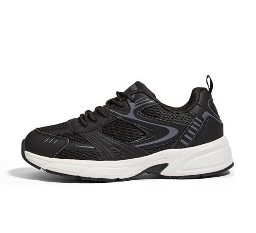 LUCKY STEP Women's Mesh Casual Fashion Sneakers Lace Up - Black (7)