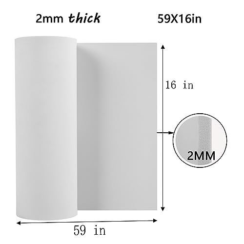 EVA Foam Sheets Roll - 16x59in White, 2mm Thick for Crafts