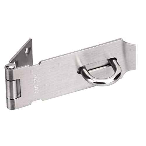 ZOENHOU 6 PCS 5-Inch Security Padlock Hasp and Staples, Heavy Duty Folding Lock Hasps Made of 304 Stainless Steel and 48 PCS Mounting Screws for Gate Lock Padlock Shed Door Latch