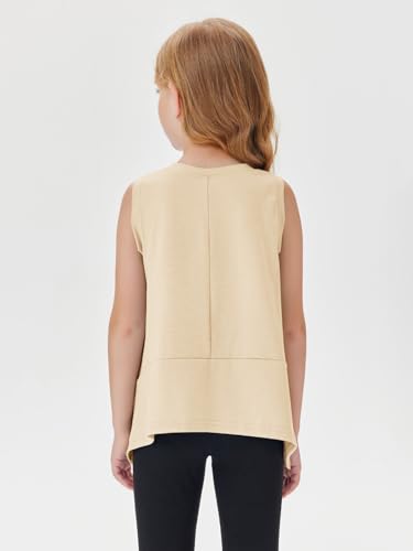 Girls Athletic Crop Tank Top - Cute Workout Shirt, 7-8 Years Apricot