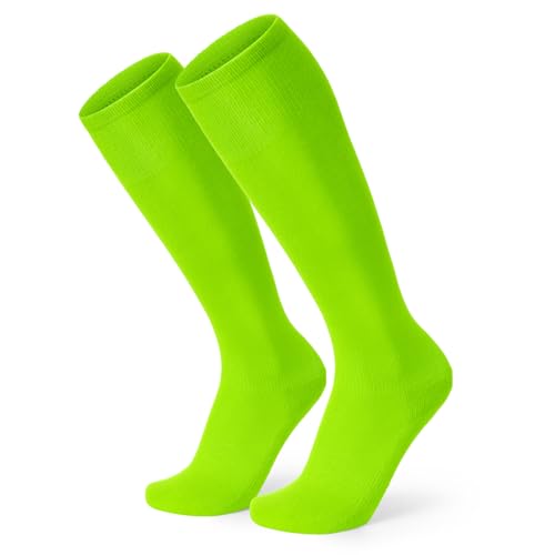 XZQTIVE Fluorescent Green Youth & Adult Baseball & Softball Socks – Solid Colors, Medium
