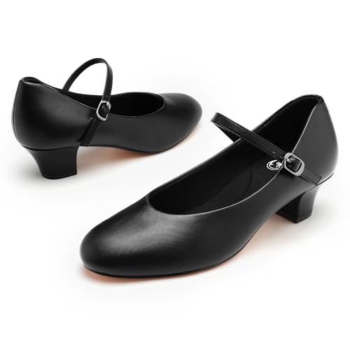 Stelle 1.5" Black Ankle Strap Women’s Character Ballroom Shoes - Size 7