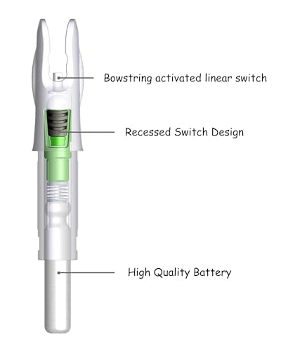 Linpeng Lighted Arrow Nocks GT/.246 Green with ON/OFF Switch - 6 Pack
