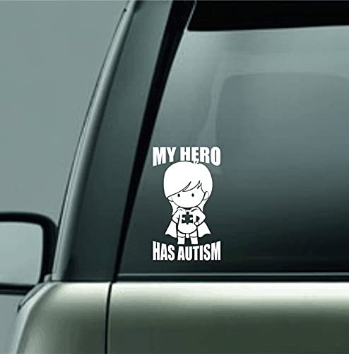 My Hero Has Autism Vinyl Decal Sticker - 15x24cm White