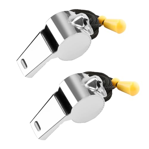 Stainless Steel Coaches Whistle with Lanyard - 2PCS