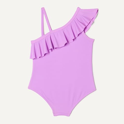 Asymmetric Frill One-Shoulder One-Piece Swimsuit - X-Small Bright Lavender