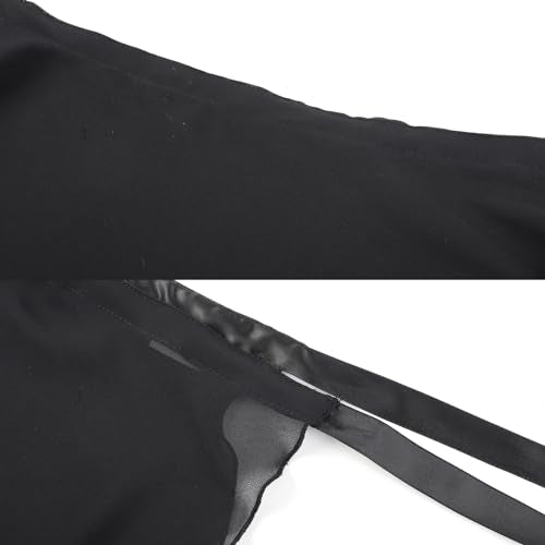 Deesorxin Women's Long Wrap Ballet Skirt Black One Size Sheer Dance Costume