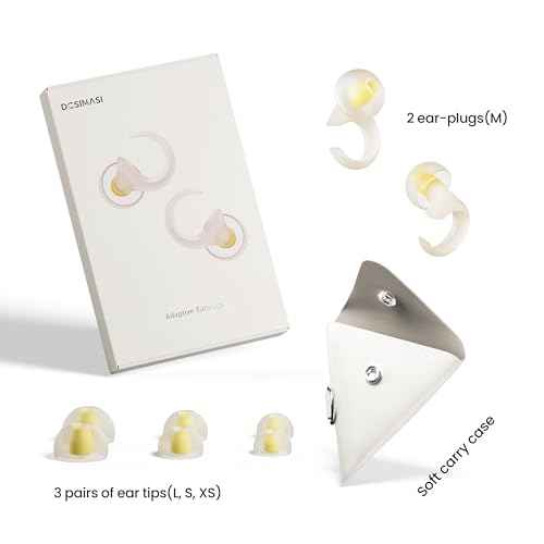 Ear Plugs, Medical Grade Silicone Ear Plugs for Sleeping, 25dB Ear Plugs for Noise Cancelling, 1g Extra-light Weight Earplugs, Auto-Adjustable C-shaped Ear Plugs, Prolonged Wearing, Sleeping, DCSIMASI
