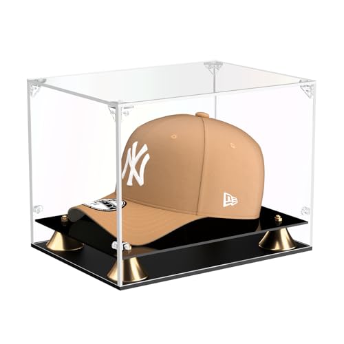 Clear Acrylic Baseball Cap Display Case with Double-Layer Base