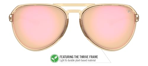 Tifosi Selca Aviator Sunglasses Pink Mirror for Golf Hiking Running - Crystal Brown