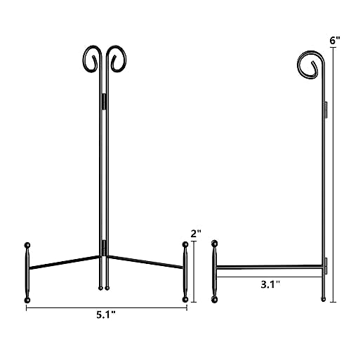 6 Inch Black Iron Plate Holder Display Stand - 1 Pack