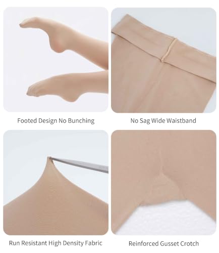 Daydance Girls Ballet Tights for Dance Gymnastics Recital Kids 12-15 Years Tan