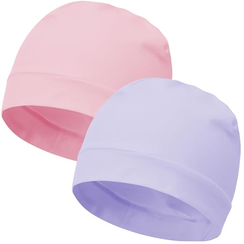 100% Cotton Skull Caps Beanie Sleep Hats - Pink & Light Purple