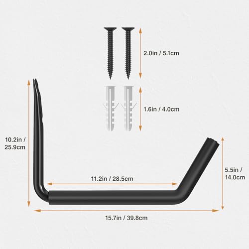 Heavy Duty Wall Mounted Garage Storage Hooks - 120 LB Capacity for Kayaks, Ladders, Bikes