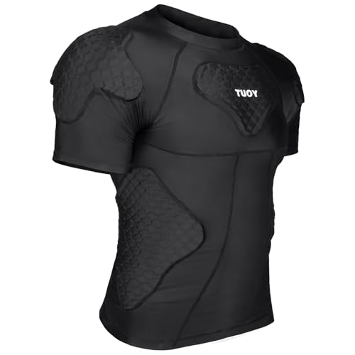 Men's Padded Compression Shirt with Chest Ribs Shoulder Back Pads - Medium dlblack