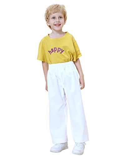 TOPTIE White Adult Kids Karate Pants Martial Arts Uniform for Training