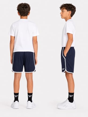 Reebok Boys Breathable Mesh Athletic Shorts 10-12 Navy White Panel 1 or 2 Pack