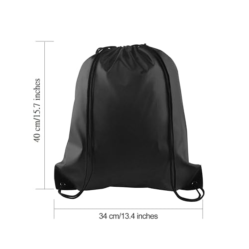 2 Pack Drawstring Backpacks - Durable Polyester Gym & Travel Bags - Black+Blue