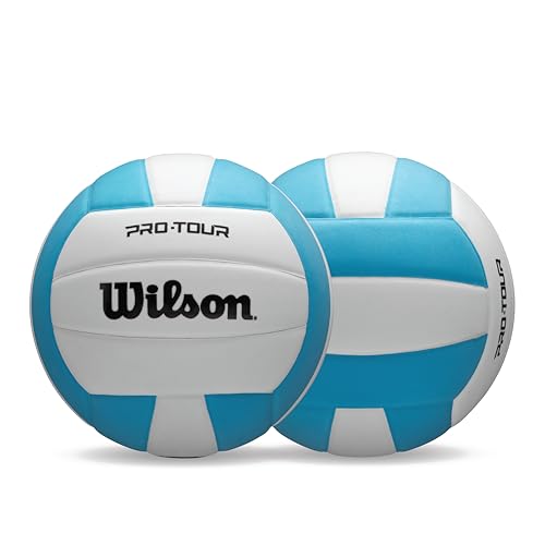 Wilson Pro Tour Indoor Volleyball Teal/White - Official Size & Weight, Durable Synthetic Leather