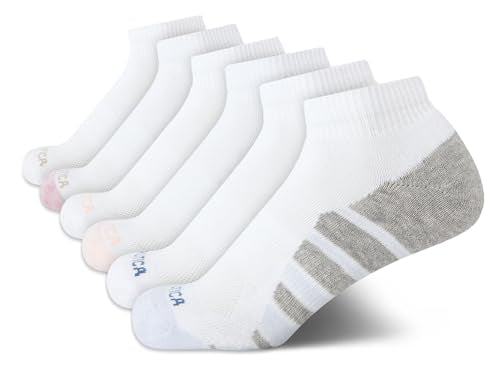 Moisture Wicking Quarter Socks - Cushion Athletic Socks 6 Pack - White Logo