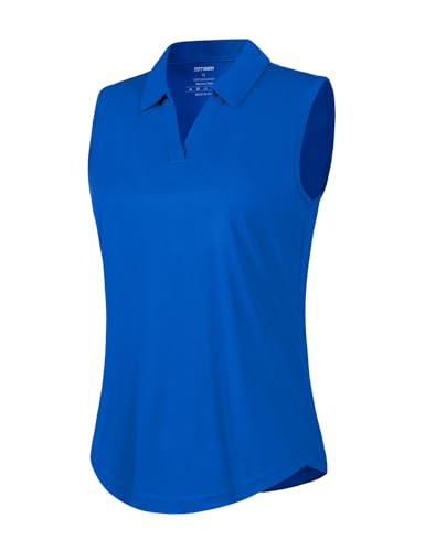 Women's Sleeveless Golf Polo Shirts V-Neck UPF 50+ Quick Dry Tennis