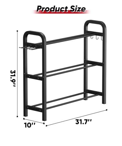 Ansionsol Adjustable 3-Tier Dumbbell Rack Black Home Gym Storage Stand