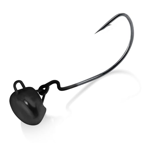 Ned Rig Jig Heads 10 Pack - Weedless Black 1/16oz (#6) for Crappie Fishing