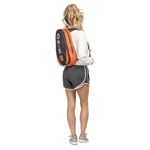 ONIX Pickleball Pro Team Long Lasting Durability Hook and Loop Closure Easy to Carry Straps Paddle Paddle Compartment Polyester Mini Backpack — Orange/Black