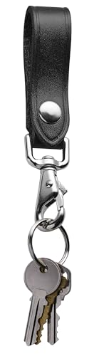 JAY-PEE Leather Key Strap Belt Keeper for Duty Belt Chrome Single Snap
