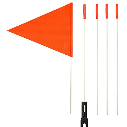 Upgraded Bike Flags with Pole, 6 ft High Visibility Orange Fags