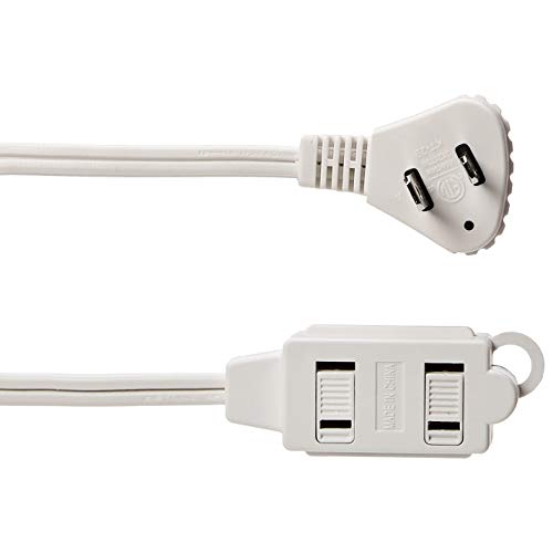 3-Foot Flat Plug Power Strip - 2-Prong Extension Cord, 2-Pack