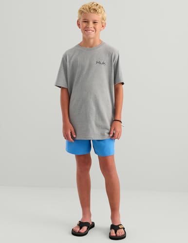 HUK Kids Kc Americana Sharkskin Heather Short Sleeve Performance T-Shirt - Medium