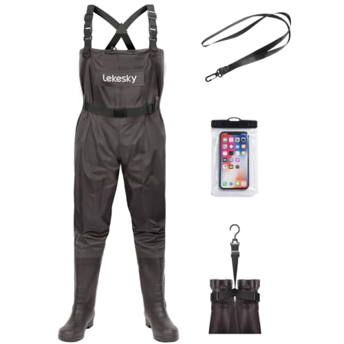 Lekesky M12 Brown Waterproof Fly Fishing Chest Waders with Boots Men Women