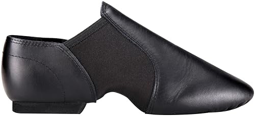 Jazz Dance Shoes - Genuine Leather Slip-On for Men & Women - 8.5 Women/8 Men - Black