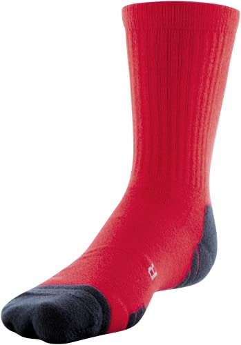 Youth Crew Socks - Cushioning, Cool & Dry - Red/Black/White, Medium