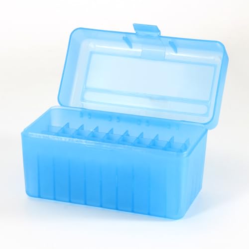 Locking Ammo Box - Portable Storage Case for 50 Rounds - Blue