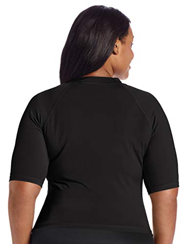 Plus-Size UPF 50+ Active Rashguard & Workout Top - 2X Black