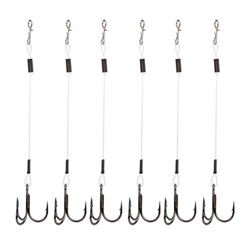 Haosie 6PCS Treble Fishing Hooks for Walleye Bass Lure Fishing