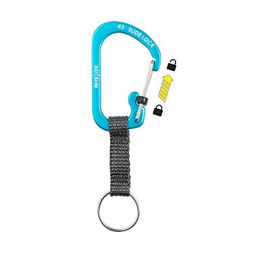 Locking Carabiner Key Chain with Webbing - Blue