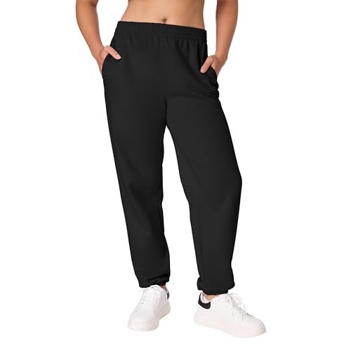 Hanes Women's Midweight Fleece Joggers Plus Large Black - Pockets, 30"