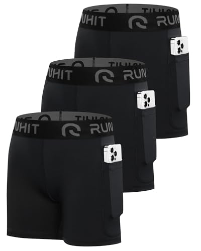 Runhit 4" Youth Girls Volleyball Shorts 3 Pack Black - Compression & Biker Style