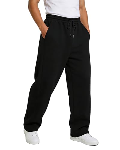 Men's Wide Leg Fleece Lounge Sweatpants with Pockets - BUXKR