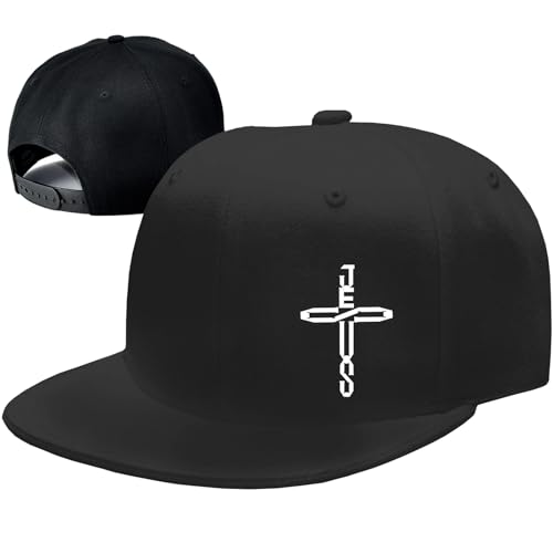 Flat Bill Hats for Men Black Snapback Adjustable Baseball Cap Fitted