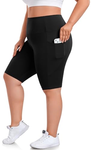 we fleece 8" Plus Size Biker Shorts with Pockets, High Waist
