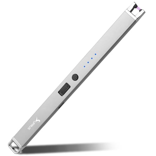 Flameless Rechargeable Electric Arc Lighter with Safety Lock - Silver