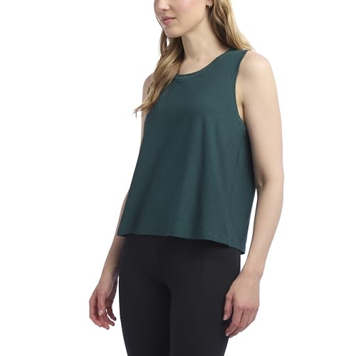 Jockey Women's 2-Pack Crew Neck Muscle Tank Tops - Light Taupe & Ponderosa Pine Heather, Medium