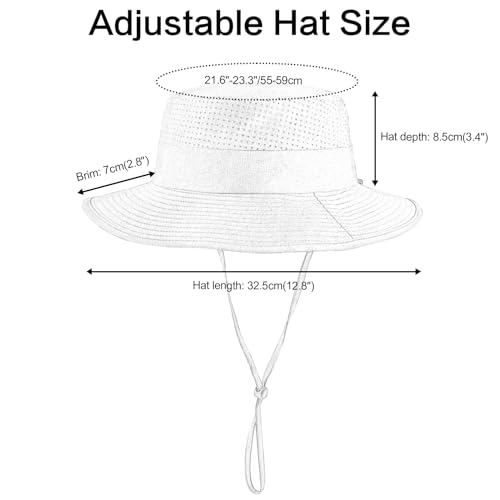 VOBOOM Unisex White Wide Brim UV Sun Hat - One Size