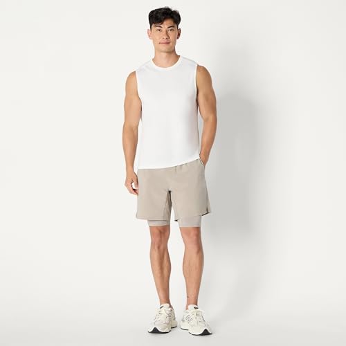 Men's Quick Dry Sleeveless Muscle Shirt - White, Large